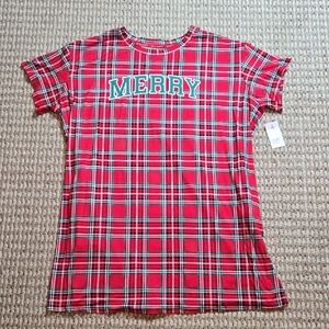 Joyspun Ladies Sleep Shirt Brilliant Red Merry Nightgown 2X - 3X Plus Size Top